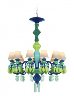 Lámpara de techo de araña de porcelana verde  – Chandelier 12, 24, 40 brazos – Lladró