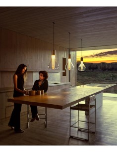 Lámpara Colgante Eris - LZF - Lámpara de techo LED, diseño en vidrio y madera