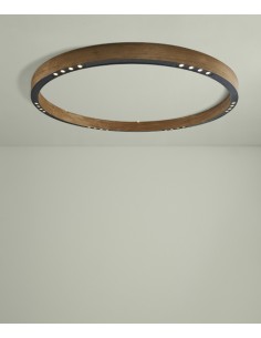 Plafón de Techo R2 - Blux - Aplique LED Regulable circular en madera, diseño moderno