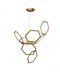 Lámpara colgante de latón con hexágonos sin cristal – Ramie – MYO