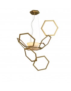 Lámpara colgante de latón con hexágonos sin cristal – Ramie – MYO 2
