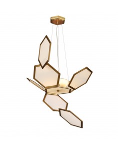 Lámpara colgante de latón con hexágonos y cristal – Ramie – MYO