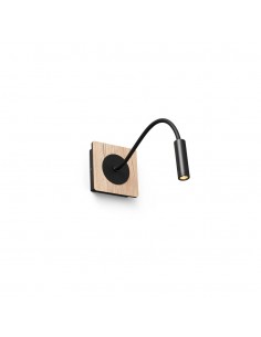 Aplique de pared con flexo LED 3000K negro+madera con interruptor - Mood - Faro 2
