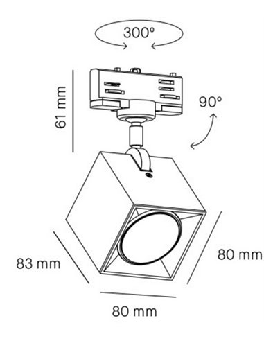 Foco de carril Dau 80 3P GU10 - Milán Foco de carril Dau 80 3P GU10 - Milán
