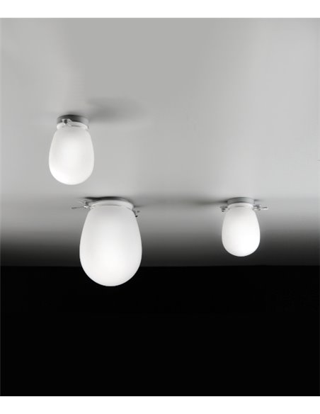Aplique de techo de acero y vidrio en 2 tamaños con acabado blanco regulable – Baño - Milán