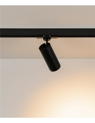 Foco de techo de carril LED Ø 5 cm y 17,2 cm de alto en 2 acabados y 2 fuentes de luz orientable y regulable 2700K – Haul - Milá