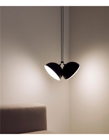 Lámpara colgante de metal negro 2 luces - Nod - Milán