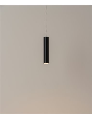 Lámpara colgante LED Ø 5,5 cm y 300 cm de alto de acero en 2 acabados y 2 fuentes de luz regulable 2700K – Haul - Milán