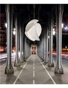 Lámpara colgante Voiles - LedsC4 - Lámpara de diseño artístico, pantalla de papel japonés