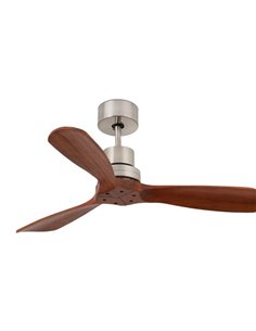 Ventilador de techo Mini Lantau - Faro - Ventilador pequeño sin luz, inteligente, niquel/nogal 