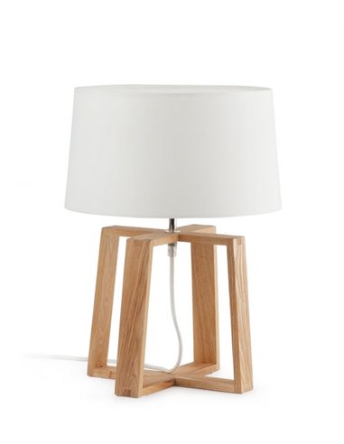 Lámpara de mesa Bliss - Faro – Madera de fresno y pantalla textil blanca