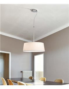 Lámpara colgante Hotel – Faro – Pantalla tela blanca, 50 cm