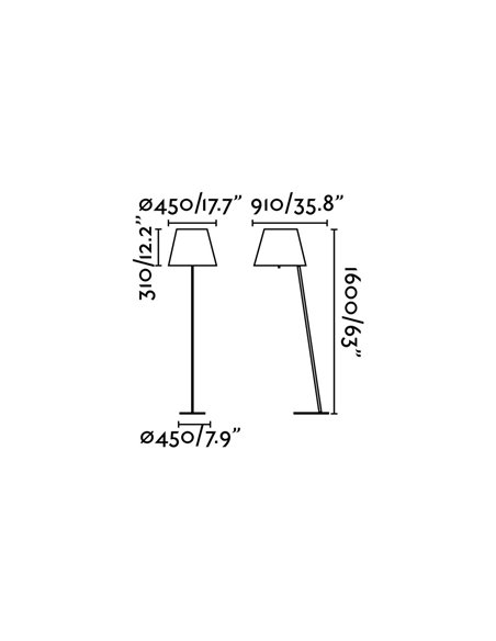 Lámpara de pie Moma – Faro – Pantalla textil blanca/negra, 160 cm