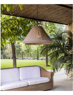 Lámpara colgante de exterior Saigon - Faro - Pantalla cónica textiline en blanco o marrón