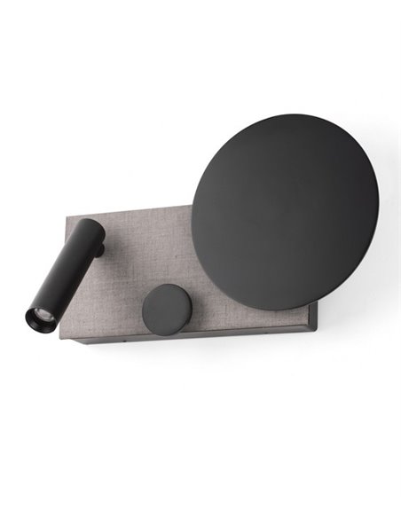 Lámpara aplique derecho con lector Klee – Faro – Acero gris, Atenuable, COB LED 2700K