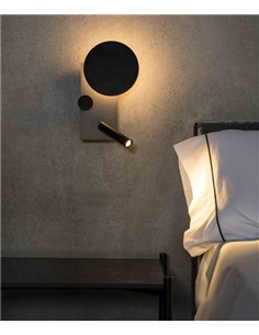 Lámpara aplique izquierdo con lector Klee – Faro – Acero gris, Atenuable, COB LED 2700K