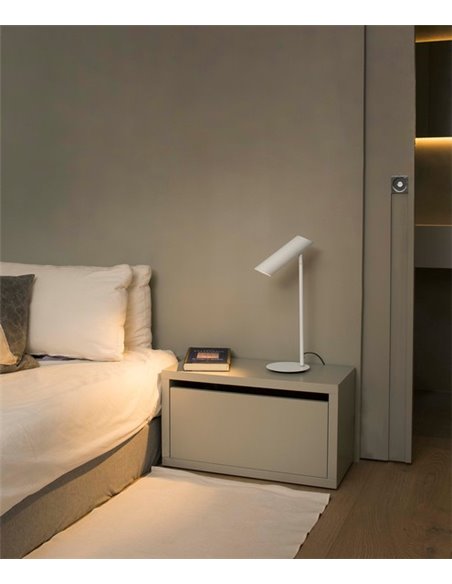 Lámpara de mesa Link – Faro – Lámpara minimalista, Blanco+Negro+Bronce