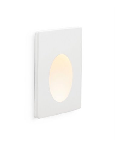 Lámpara de pared empotrable Plas – Faro – Lámpara ovalada de yeso blanco, LED 3000K, 10 cm