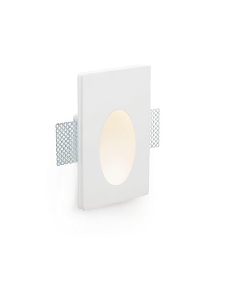 Lámpara de pared empotrable Plas – Faro – Lámpara ovalada de yeso blanco, LED 3000K, 10 cm