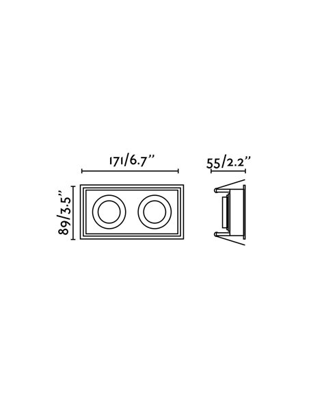 Lámpara empotrable Hyde – Faro – 2 Focos, IP44, 17.1 cm