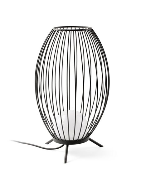 Lámpara de exterior portátil Cage – Faro – Lámpara tipo jaula negra, IP65, 57 cm