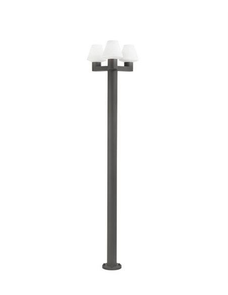 Farola de exterior Mistu – Faro – Lámpara 3 luces, Gris oscuro, 215 cm