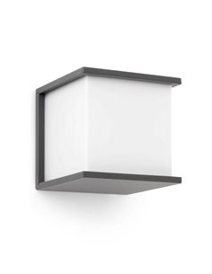 Aplique de pared de exterior Kubick – Faro – Aluminio gris, IP44, E27