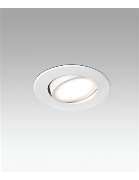 Foco de techo empotrable Koi – Faro – Downlight blanco, LED 3000K, Ø 9 cm