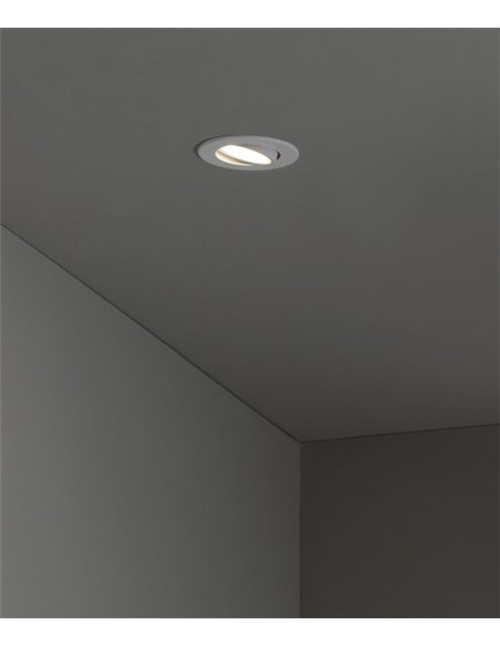 Foco de techo empotrable Koi – Faro – Downlight blanco, LED 3000K, Ø 9 cm