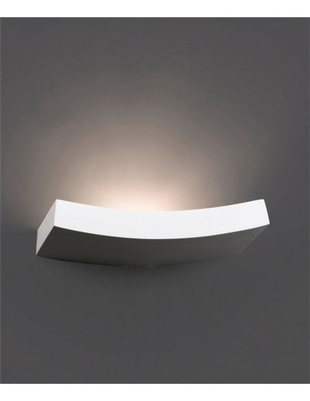 Aplique de pared Eaco – Faro – Lámpara curvada de yeso blanco, 36 cm