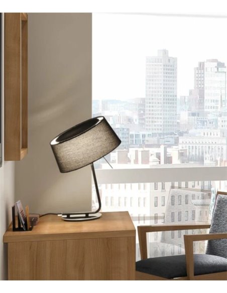 Lámpara de mesa Hotel – Faro – Con pantalla de tela blanca/negra