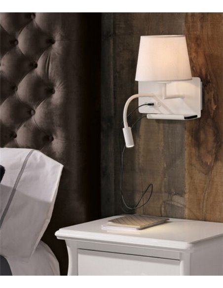 Lámpara aplique de pared Hold – ACB – Derecha, Flexo de lectura, Cargador USB 