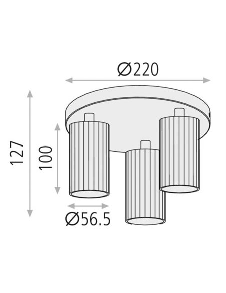 Plafón de techo Modrian – ACB – 3 Focos orientables, GU10