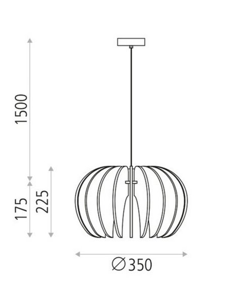 Lámpara colgante Rosa del Desierto – ACB – Lámpara de techo de madera, negra