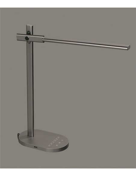 Lámpara de escritorio negro Laysan – ACB – Temperatura de luz e intensidad regulable, Temporizador, Cargador USB, Botón táctil