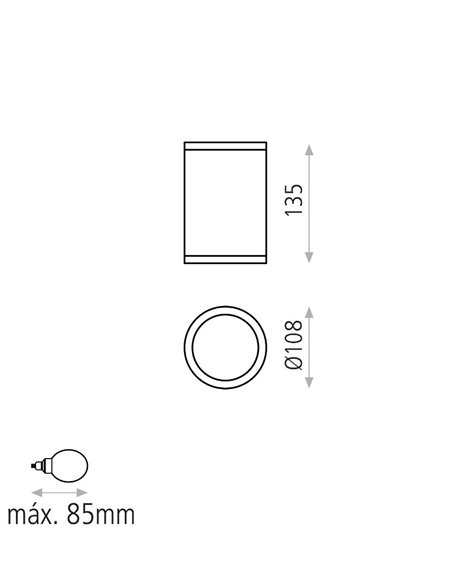 Lámpara de superficie de exterior Nori – ACB – Lámpara antracita, IP65 