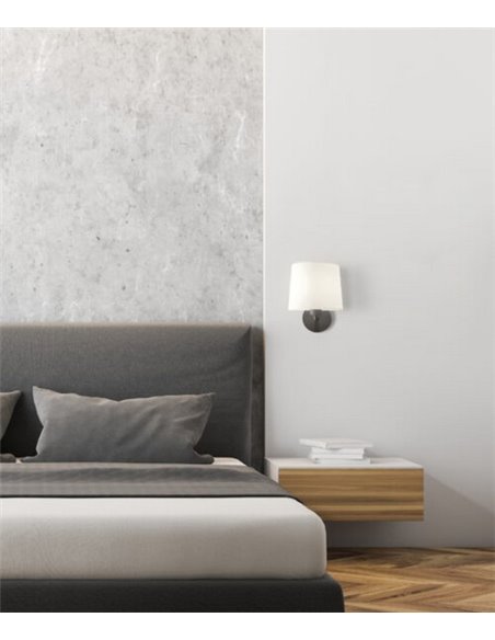 Lámpara para pared Stilo – ACB – Aplique de pared negro, Pantalla blanca