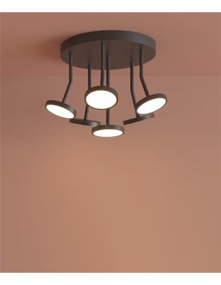 Plafón de techo Corvus – ACB – Lámpara de techo 6 luces, negra, LED 3000K 