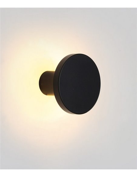 Aplique de pared Corvus – ACB – Lámpara redonda negra Ø 12 cm, LED 3000K