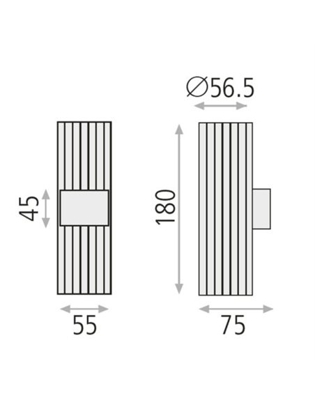 Aplique de pared 2L Modrian – ACB – 18 cm, 2xGU10