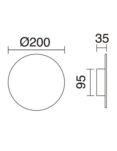 Aplique de pared Circular – Lámpara redonda, blanco negro, 20-25 cm