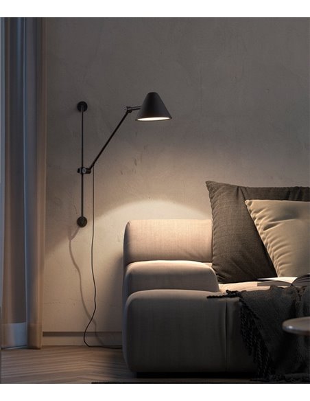 Aplique de pared Arm – Novolux Exo – Lámpara de lectura, con brazo orientable, Metal negro