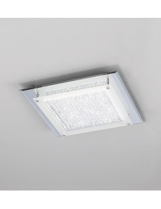 Plafón Crystal led cromo cuadrado 36cm - Mantra