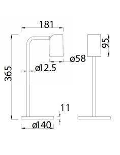 Lámpara de mesa Sal – Mantra – Lámpara de escritorio con cabezal orientable, Blanco-Negro