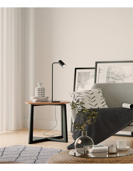 Lámpara de mesa Sal – Mantra – Lámpara de escritorio con cabezal orientable, Blanco-Negro