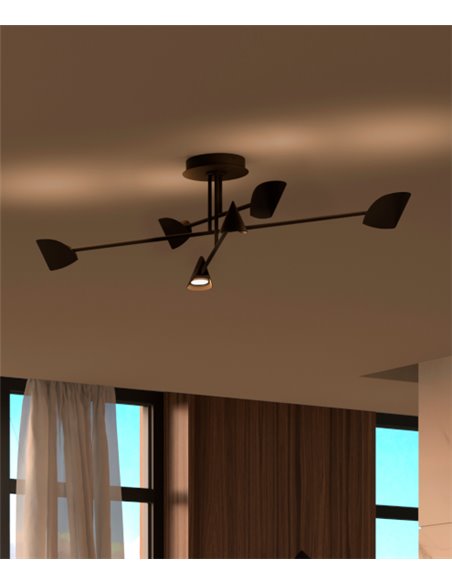 Plafón de techo Capuccina – Mantra – Lámpara de techo 6 luces, LED 3000K, negro-blanco