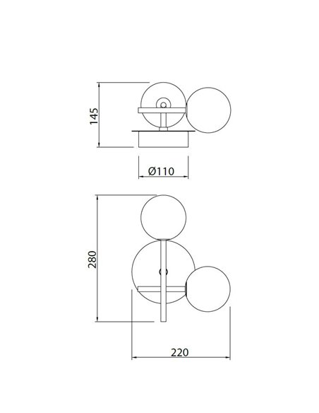 Aplique de pared Cellar – Mantra – Lámpara de pared tipo bola, 2xG4, Negro