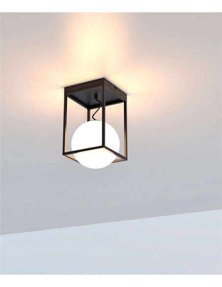 Plafón de techo Desigual – Mantra – Lámpara de techo tipo bola, 1xE27, Metal negro, 53,5 cm
