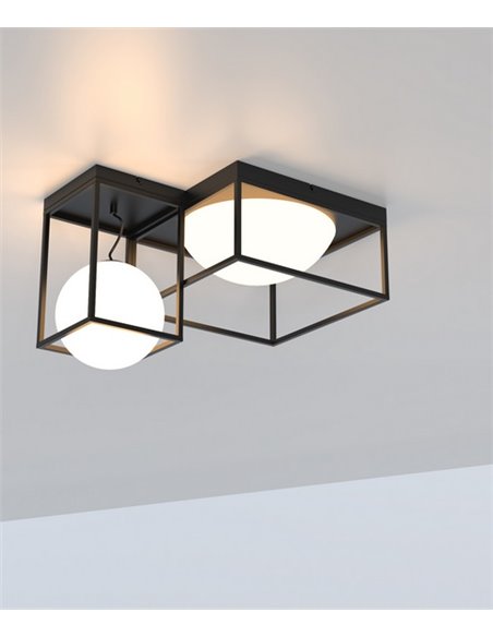 Plafón de techo Desigual – Mantra – Lámpara de techo LED 3000K, 4xE27, tipo jaula negra