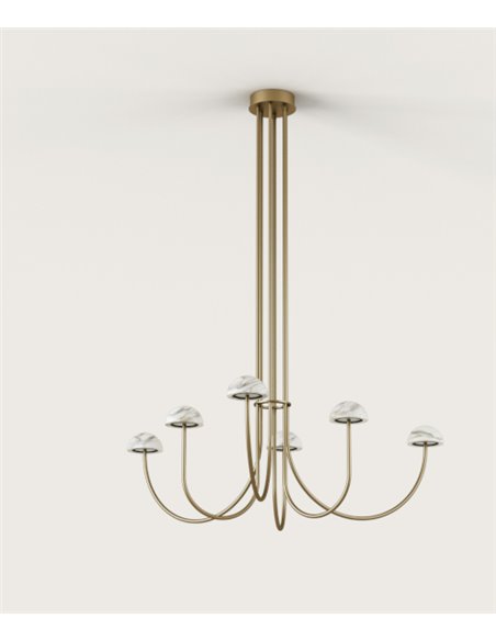 Lámpara colgante Dussa 6 – Aromas – Colgante de diseño LED 2700K, Regulable Dali-Push, Lámpara de mármol